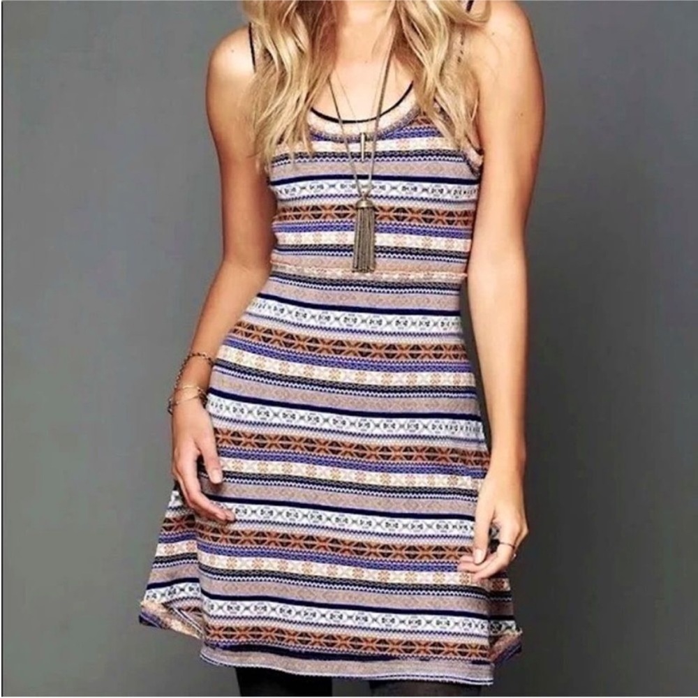 Free People Nordic Fair Isle Sweater Dress Sleeveless Wool Blend Size S